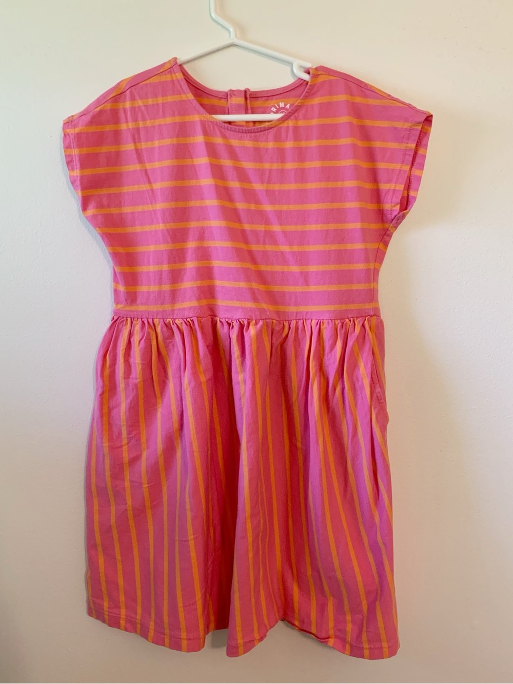 Primary Girls' Pink and Orange Striped Cotton Dress size 10
